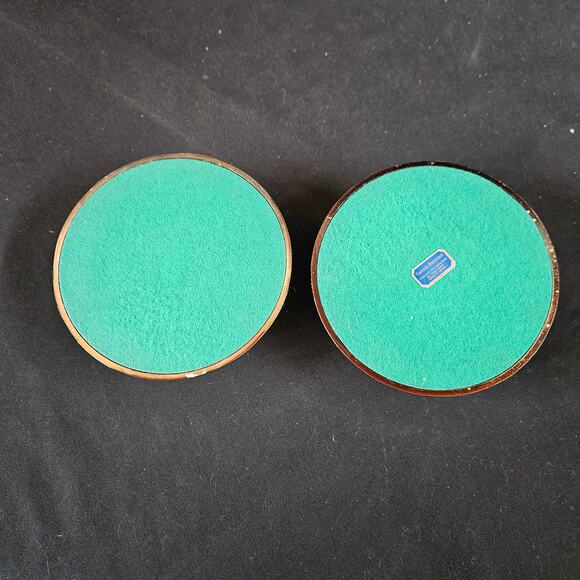 Vintage Low Brass Candlestick Holders Set of 2 Made in Japan MCM - Picture 4 of 7